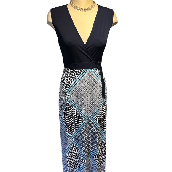 ENFOCUS STUDIO Maxi Dress Size 8 Deep V Plunge Crossover Neckline Sleeveless - Picture 3 of 12